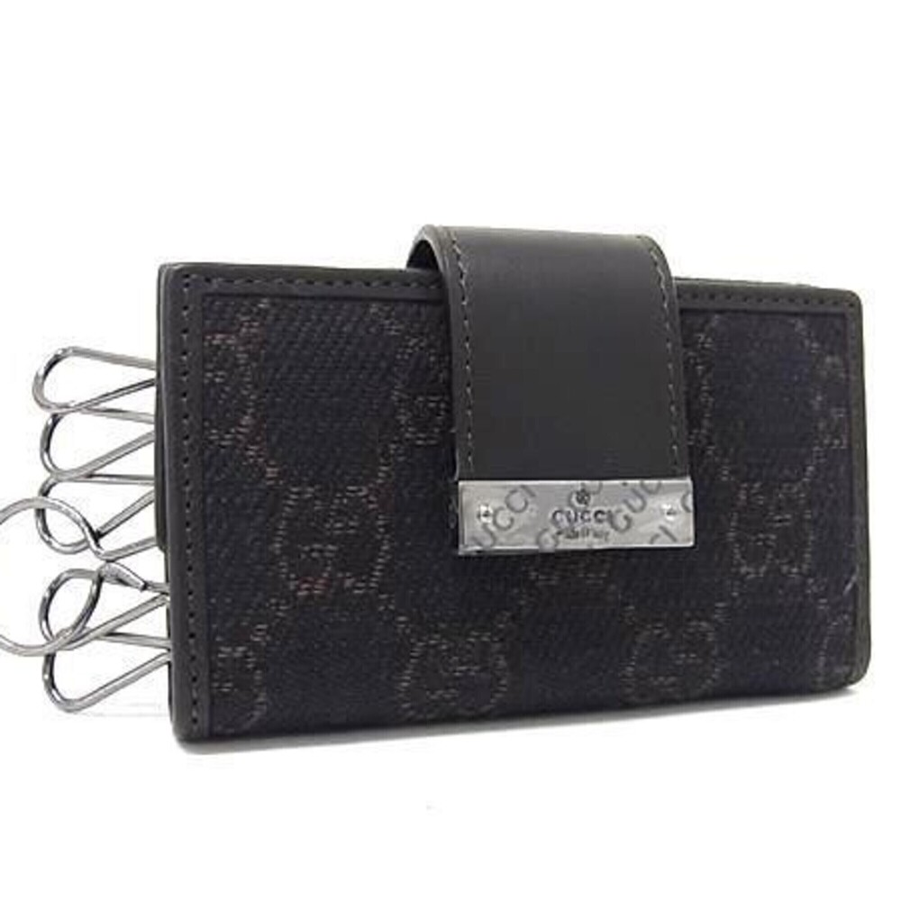 GUCCI Key Case, 6-Key Holder, 74212, Dark Brown GG Canvas Leather, Men's & Wo...